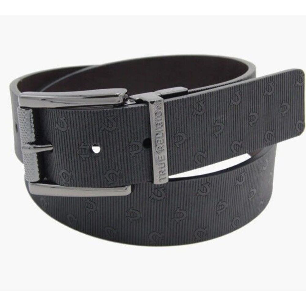 New $50 True Religion Mens Lumin II All Over Horseshoe Reversible Belt Size 40